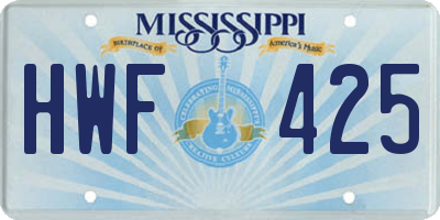 MS license plate HWF425