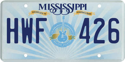 MS license plate HWF426