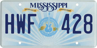 MS license plate HWF428