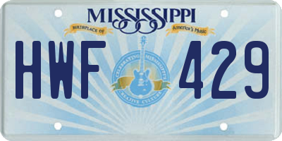 MS license plate HWF429