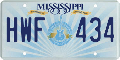 MS license plate HWF434