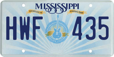 MS license plate HWF435