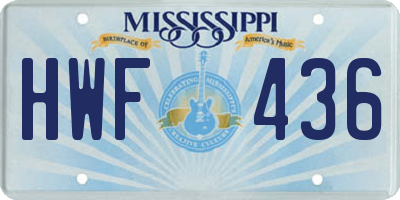 MS license plate HWF436