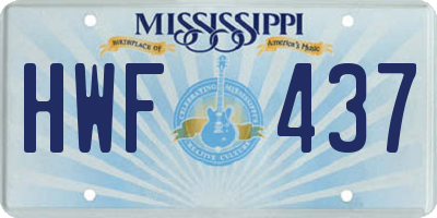 MS license plate HWF437