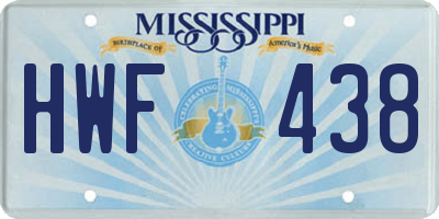 MS license plate HWF438