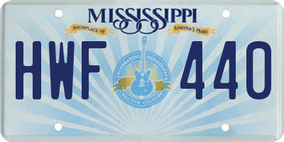 MS license plate HWF440