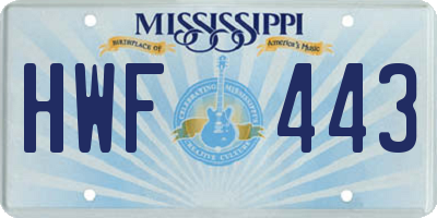 MS license plate HWF443