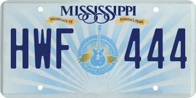 MS license plate HWF444