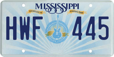 MS license plate HWF445
