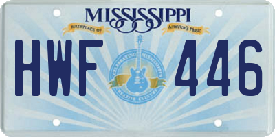 MS license plate HWF446