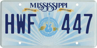 MS license plate HWF447