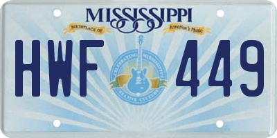 MS license plate HWF449