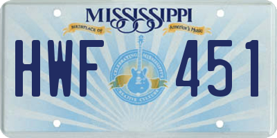 MS license plate HWF451