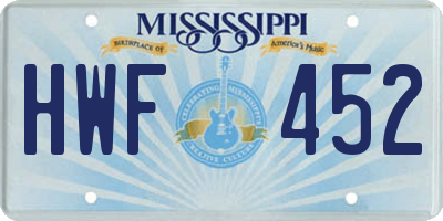 MS license plate HWF452