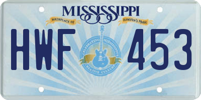 MS license plate HWF453