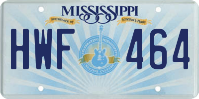 MS license plate HWF464