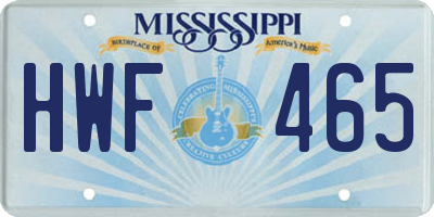 MS license plate HWF465