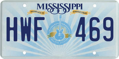 MS license plate HWF469