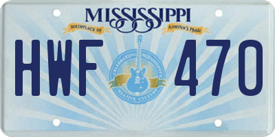 MS license plate HWF470
