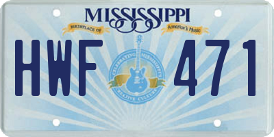 MS license plate HWF471