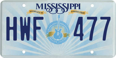 MS license plate HWF477