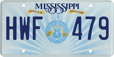 MS license plate HWF479