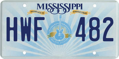 MS license plate HWF482