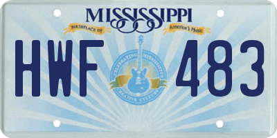 MS license plate HWF483