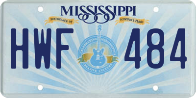 MS license plate HWF484