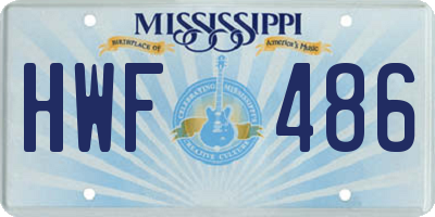 MS license plate HWF486