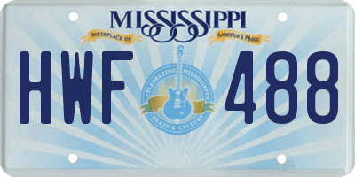 MS license plate HWF488