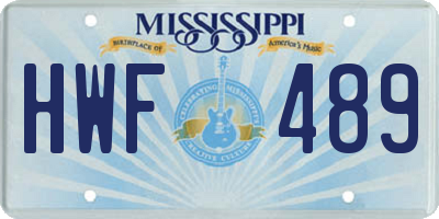 MS license plate HWF489