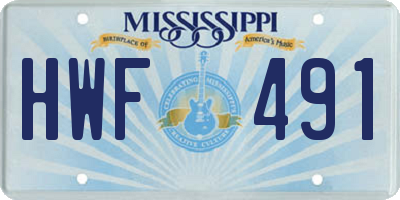 MS license plate HWF491