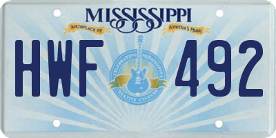 MS license plate HWF492