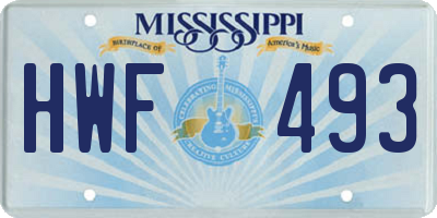 MS license plate HWF493