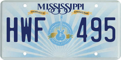 MS license plate HWF495