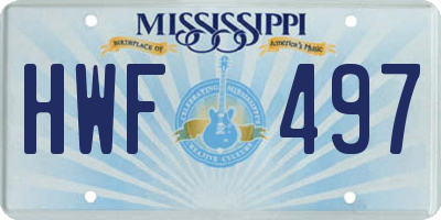 MS license plate HWF497