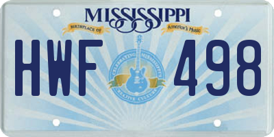 MS license plate HWF498