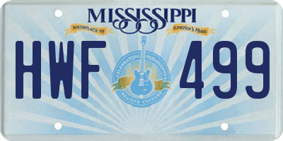 MS license plate HWF499