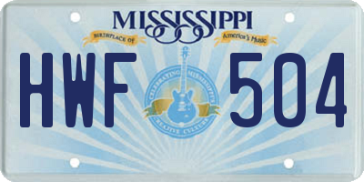 MS license plate HWF504