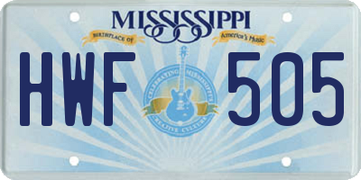 MS license plate HWF505
