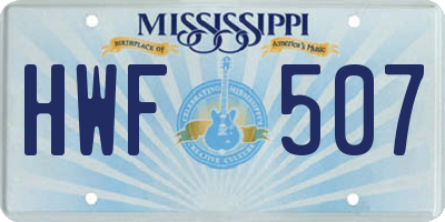 MS license plate HWF507