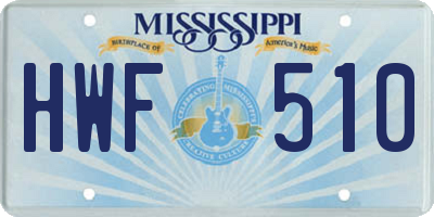 MS license plate HWF510