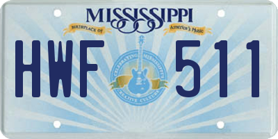 MS license plate HWF511