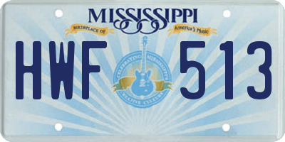 MS license plate HWF513
