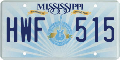 MS license plate HWF515