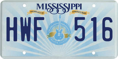 MS license plate HWF516