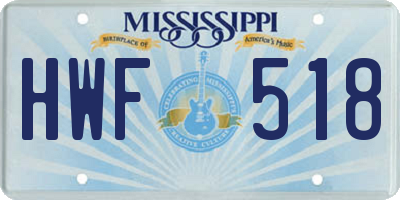 MS license plate HWF518
