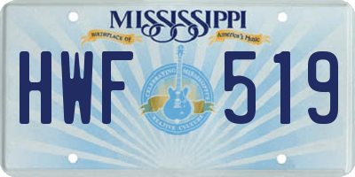 MS license plate HWF519