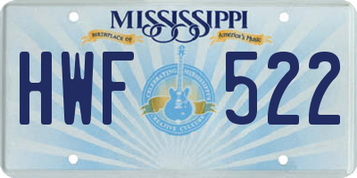MS license plate HWF522